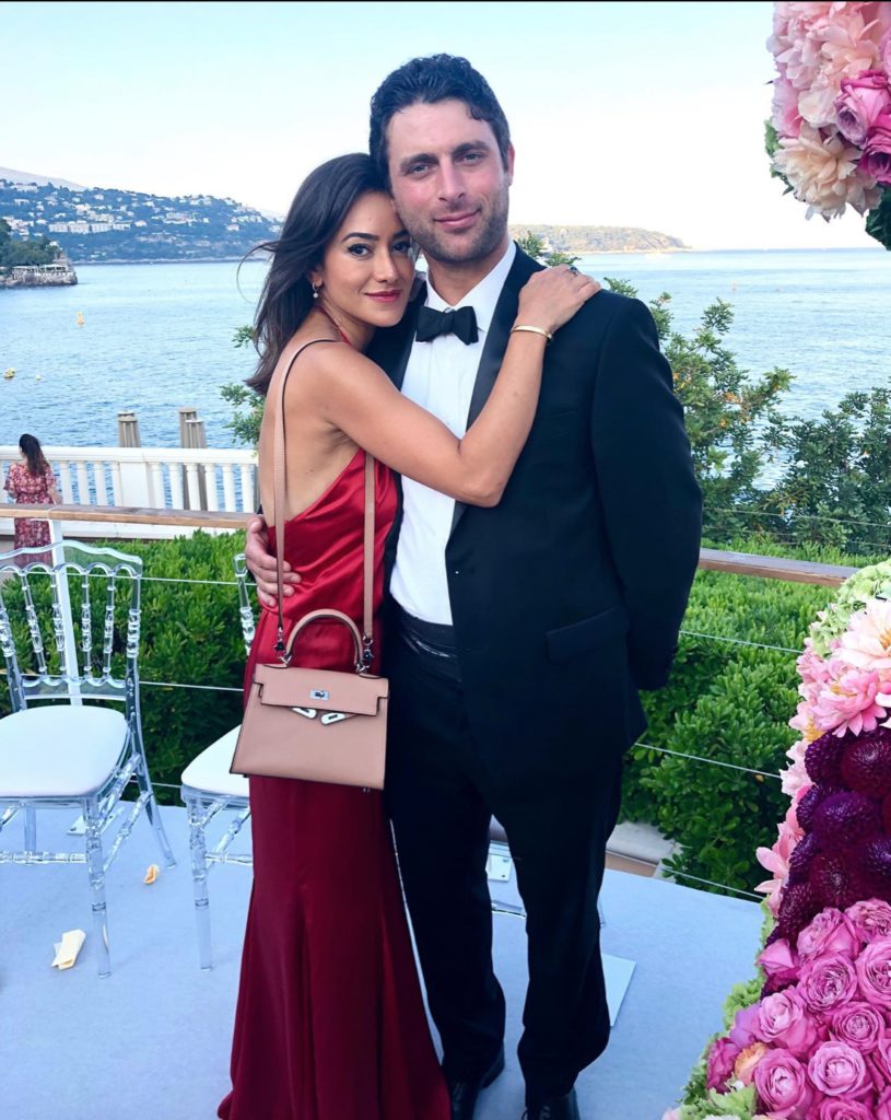 Maryam Afshari Khreibani & James Khreibani in Monaco for the Ansari wedding.  (Photo by Instagram photos)