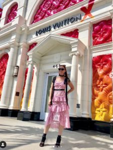 Bethielife blogger Beth Muecke is doing her fashion thing in Los Angeles where she made a fashion statement at the opening of Louis Vuitton X on Rodeo Drive. (Photo by Instagram photos)