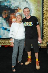 Loli Fernández-Andrade Kolber, Sebastien “Mr D. 1987” Bolieau at Fifth Anniversary of Mr. D’s “Preservations la Creation” mural in Midtown (Photo by Chris P. Bachman)