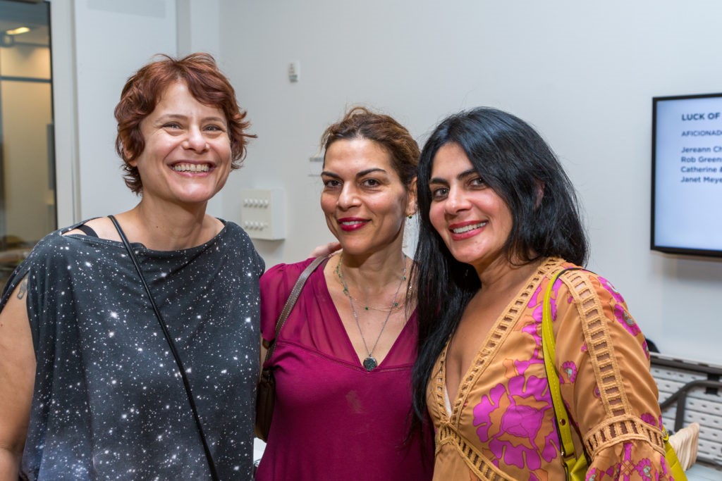Sharon Engelstein, Zoya Tommy Kemp, Apama Mackey at DiverseWorks' Luck of the Draw. (Photo by Alex Barber)