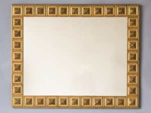 Vintage Italian Square Medallion Giltwood Mirror, Italy Circa 1920