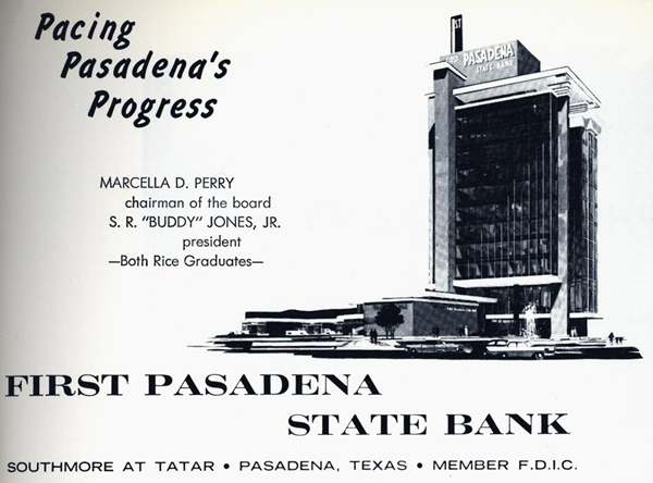 Pasadena First State Bank Building was built as a sign of progress, from the 1965 Houston City Directory. (Photo by The Arch-ive)