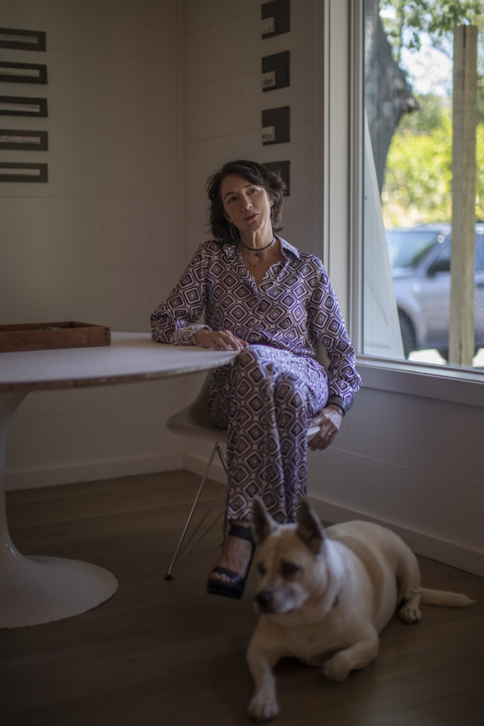 Ears of Buddha creator/gallerist Franny Koelsch Jeffries. Her new fashion collection is hand-sewn in a small-batch atelier in Houston. (Photo by Ana Hop)