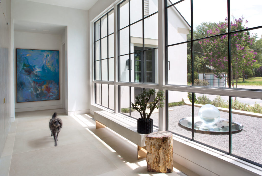 Back gallery with Dan Rees' 'Artex,' 2012. Holly Hunt bench.  (Photo by Emily Minton Redfield)