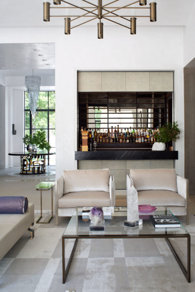 The bars custom designed door is paneled in shagreen and retracts into the ceiling. (Photo by Emily Minton Redfield)