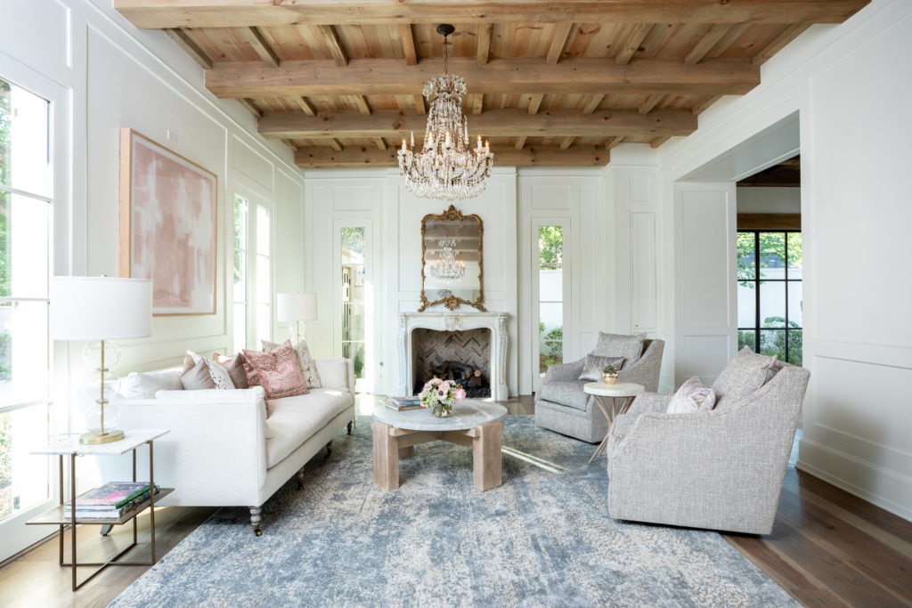 Beamed wood ceilings add to the country French ambience of the stunning property. (Photo by Savannah Montgomery)