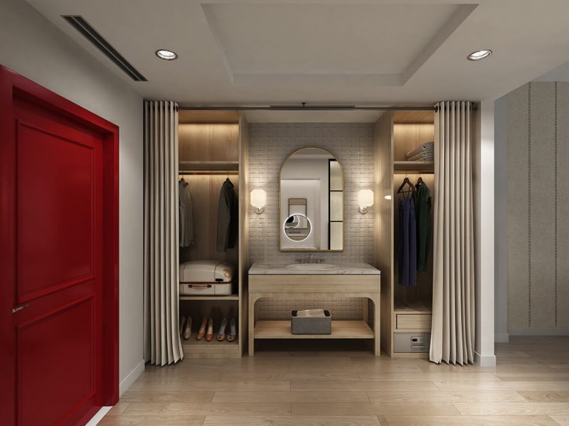 The Dressing Room includes a full vanity. Courtesy of Virgin Hotels