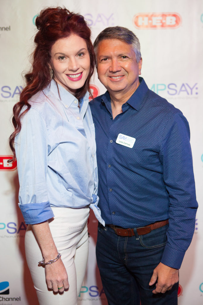 Cheryl Martin & KHOU Channel 11 anchor Ron Trevino (Photo by Todd Parker, STP Images)