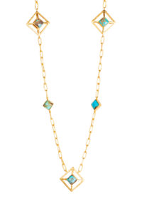Christina Greene, Carina Necklace in Turquoise, $358; photo credit Kristen Eide