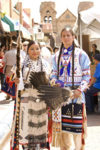 Tribe members dress in full regalia during the Santa Fe Indian Market. (Photo by TOURISM Santa Fe)