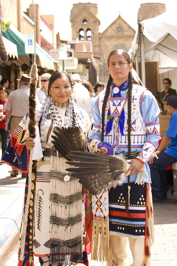 Tribe members dress in full regalia during the Santa Fe Indian Market. (Photo by TOURISM Santa Fe)