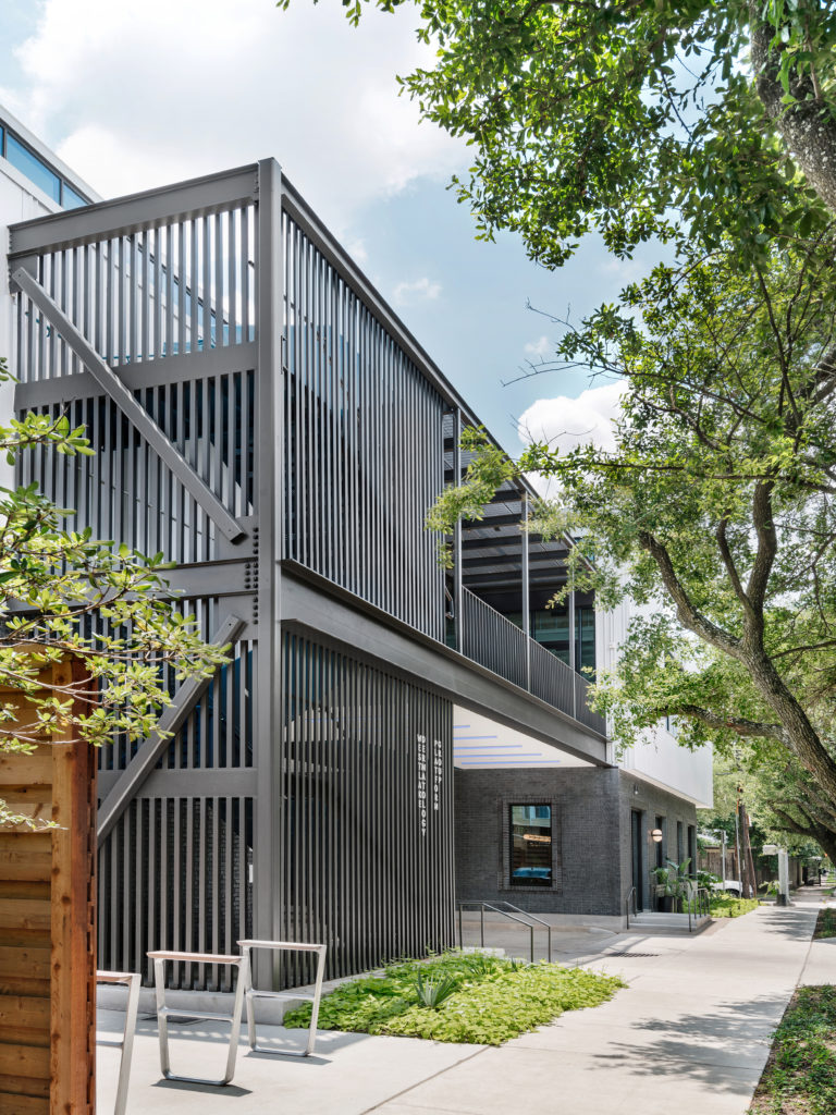 Even 2132 Bissonnet's back staircase is distinctive. (Photo by Chase Daniel)