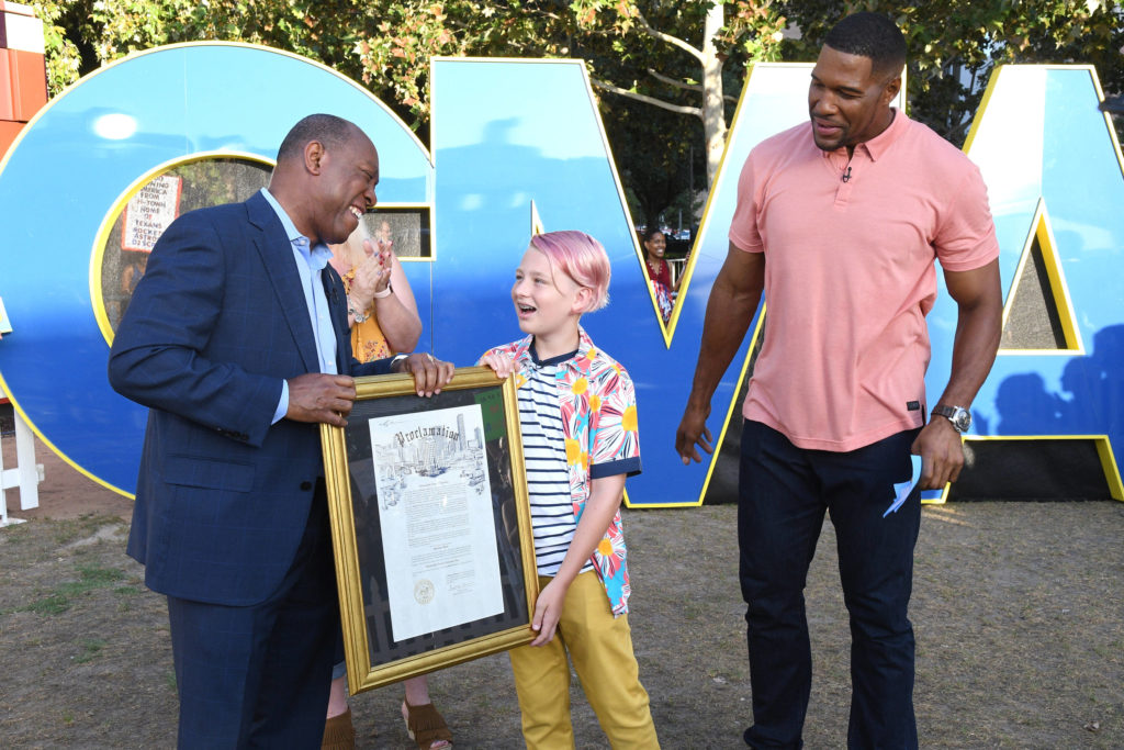 Twelve-year-old Matthew Reel was honored by Mayor Sylvester Turner.  (Photo by Lorenzo Bevilaqua/Walt Disney Television)