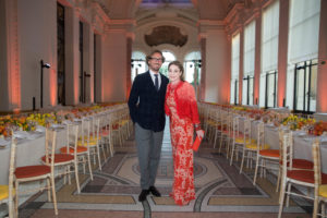 Nicolas Bos, chair Becca Cason Thrash at Van Cleef & Arpels dinner at the Petit Palais during Liaisons au Louvre IV, 2017. (Photo by Francois Goize)