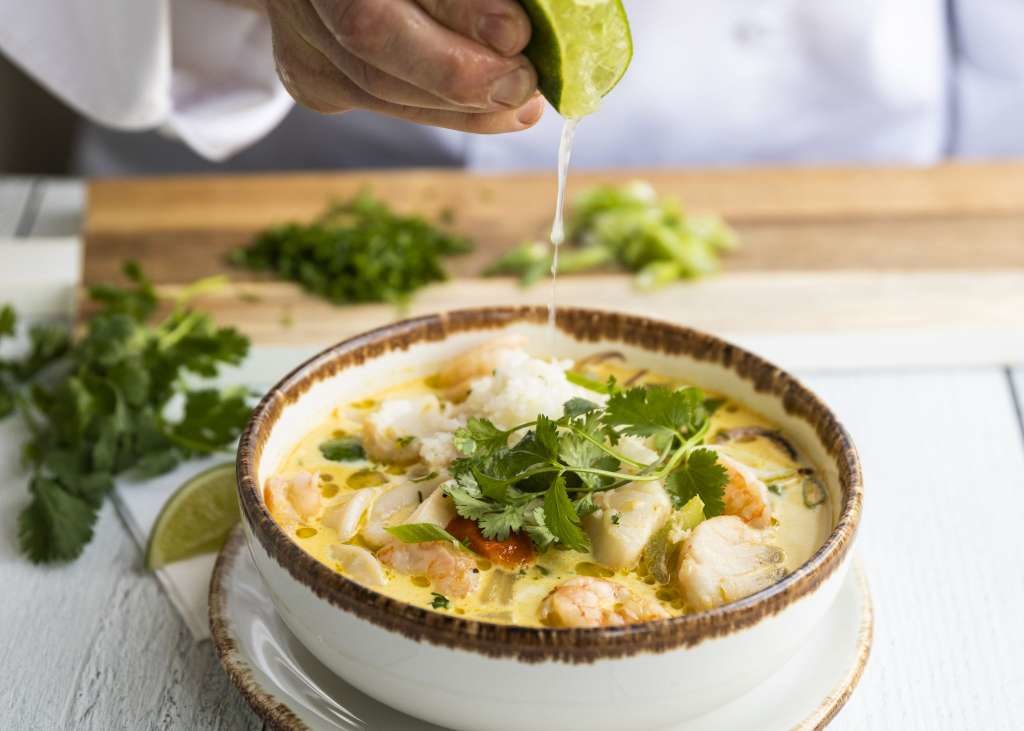 The seafood chowder is a family favorite. 