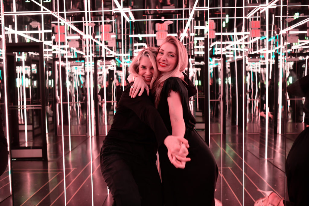 Dallas McNamara, Katherine Barthelme in the MAD hall of mirrors (Photo by Daniel Ortiz)