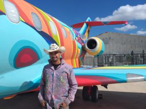 Houston street artist Gonzo247 is the very first guest on The Houston Hour with Mister McKinney and Catherine Anspon, which debuts on-air Thursday, August 29, from 3 to 4 pm on KPFT 90.1 FM. (Photo by Jenny Antill Clifton)