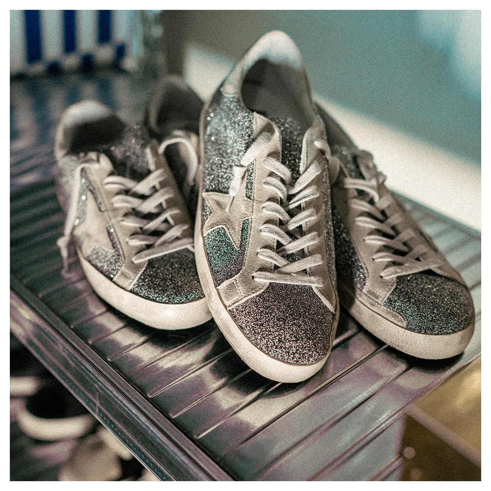 Golden Goose sneakers with all-over Swarovski. Why not? Courtesy of Golden Goose