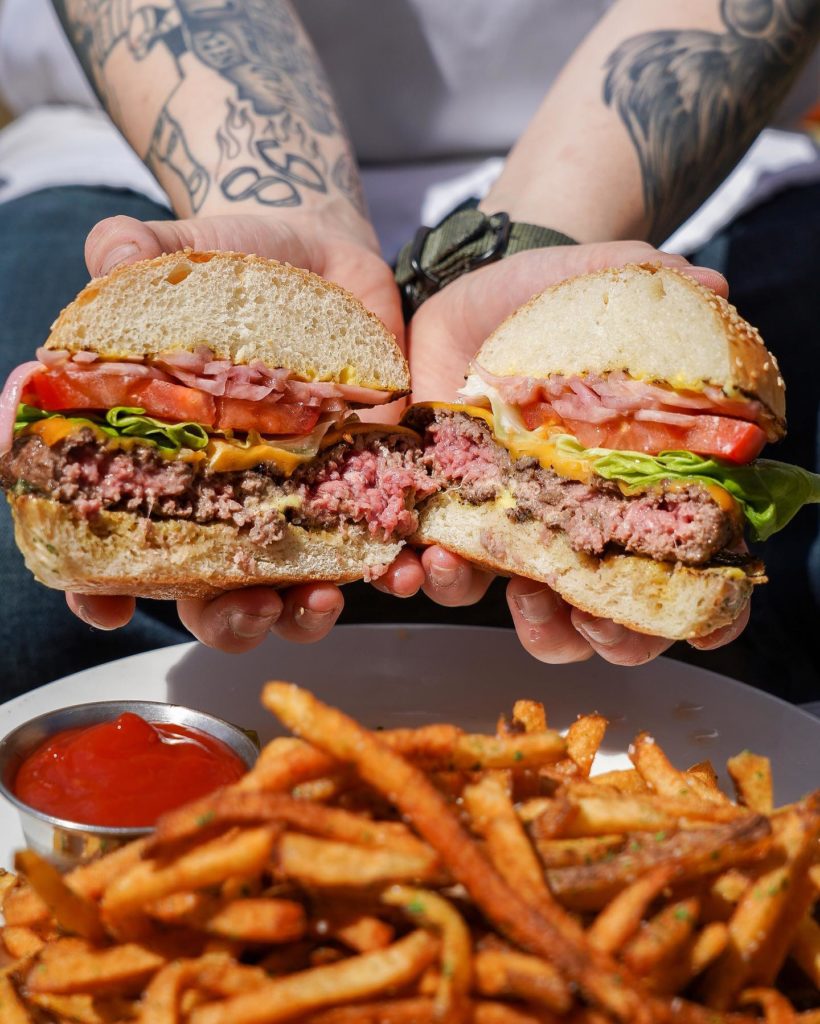 The CP Burger at Clay Pigeon is a favorite. (Courtesy of Clay Pigeon)