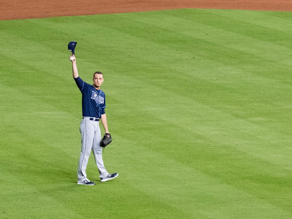 Charlie Morton received love from Astros fan before the game. (Photo by F. Carter Smith)
