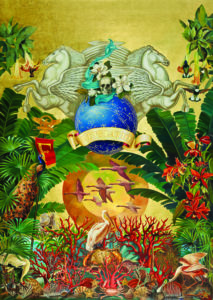 Artist Juan Gatti’s magical murals adorn the walls of the Faena’s lobby.
