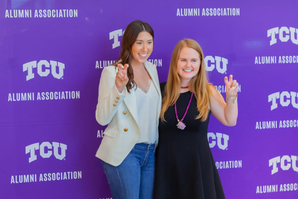 TCU alums and PaperCity team members Samantha Olguin and Maggie Wilson. (Photo by Laura McCarthy/Elusive Images)