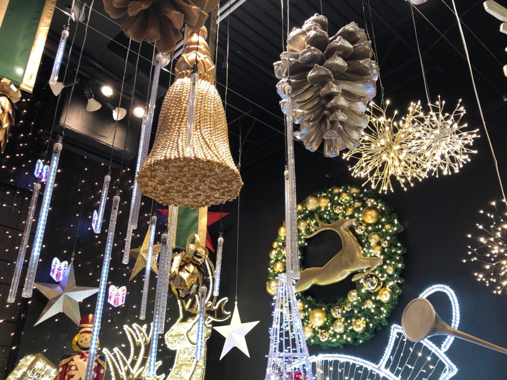 A giant tassel hangs from the ceiling of the Always in Season showroom. (Photo by Shelby Hodge)