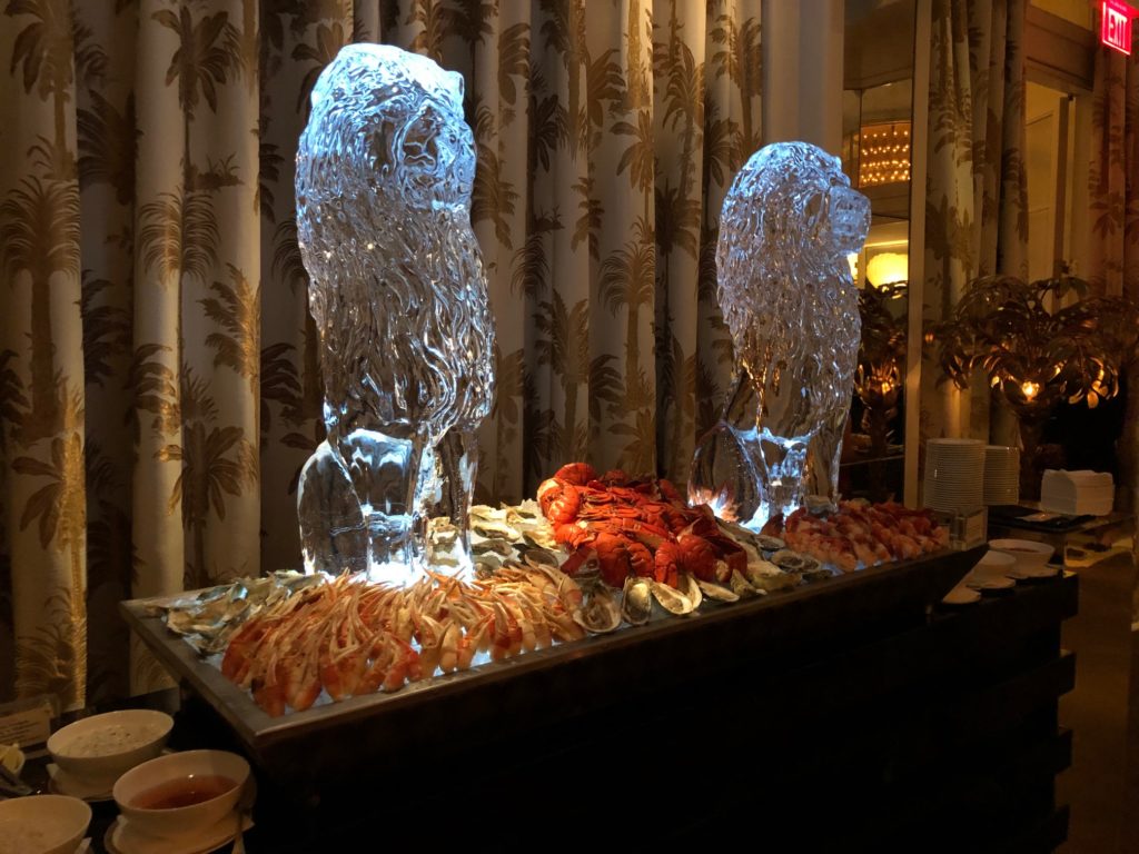 The seafood buffet, one of two spreads for the Ceron Circus at the Faena Hotel Miami Beach.
