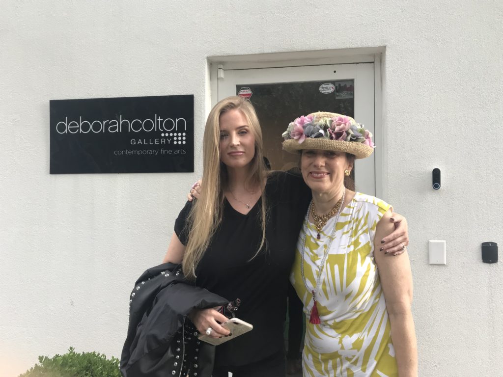 Sarah House, Catherine D. Anspon at Perry House's Tribute Exhibition at Deborah Colton Gallery, August 17, 2019. Sarah is House's daughter, and also an artist; she plans to relocate soon from the West Coast to Houston. (Photo courtesy Deborah Colton Gallery)