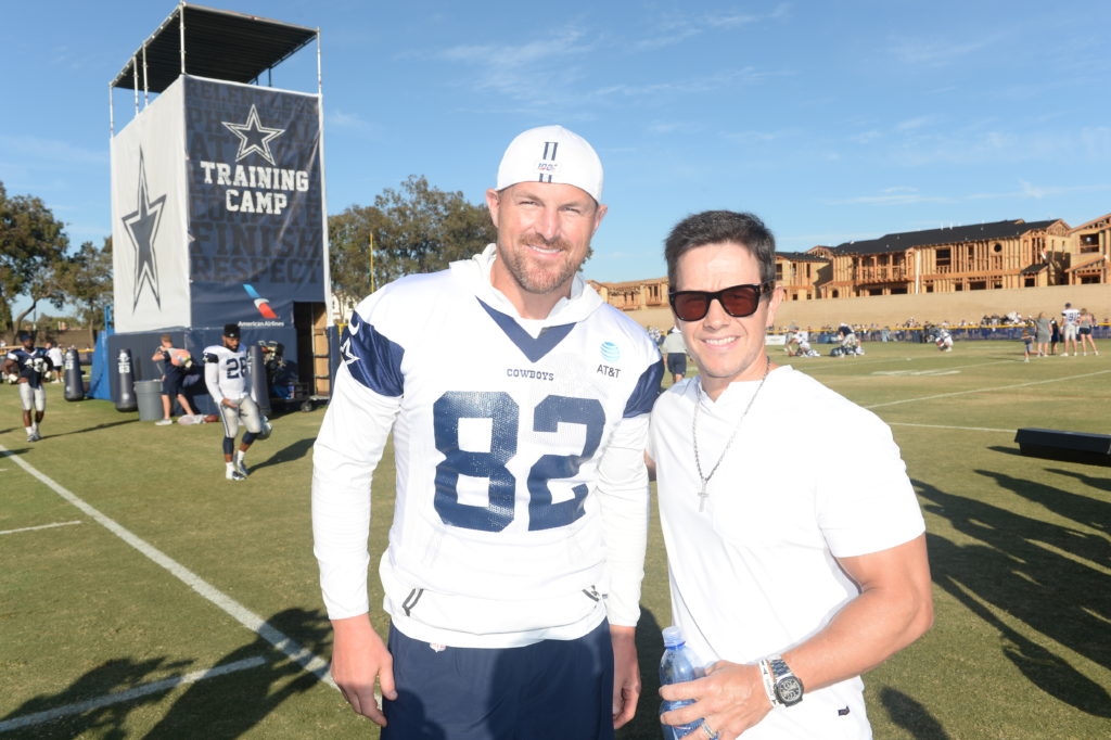 Mark Wahlberg attended the Cowboys training camp in anticipation of opening Wahlburgers at The Star.