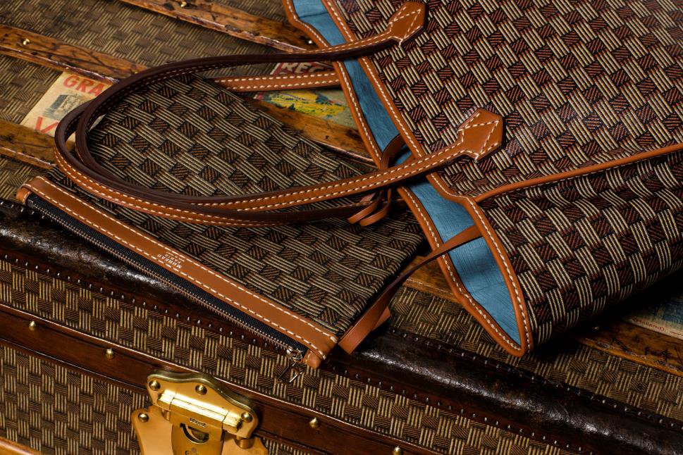 Moreau Paris Brégançon bags come in the brand’s iconic Moreau print inspired by the natural patterns of wicker trunks.