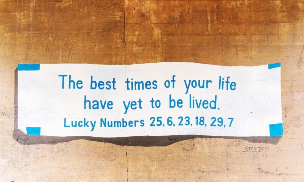The fortune cookie message on Blackburn Street by Pohlman. Courtesy of Uptown Dallas Inc.