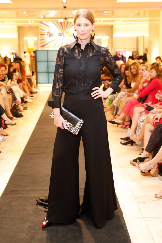 Lafayette 148 blouse, Zac Posen mermaid pant, Nancy Gonzalez handbag (Photo by Priscilla Dickson)