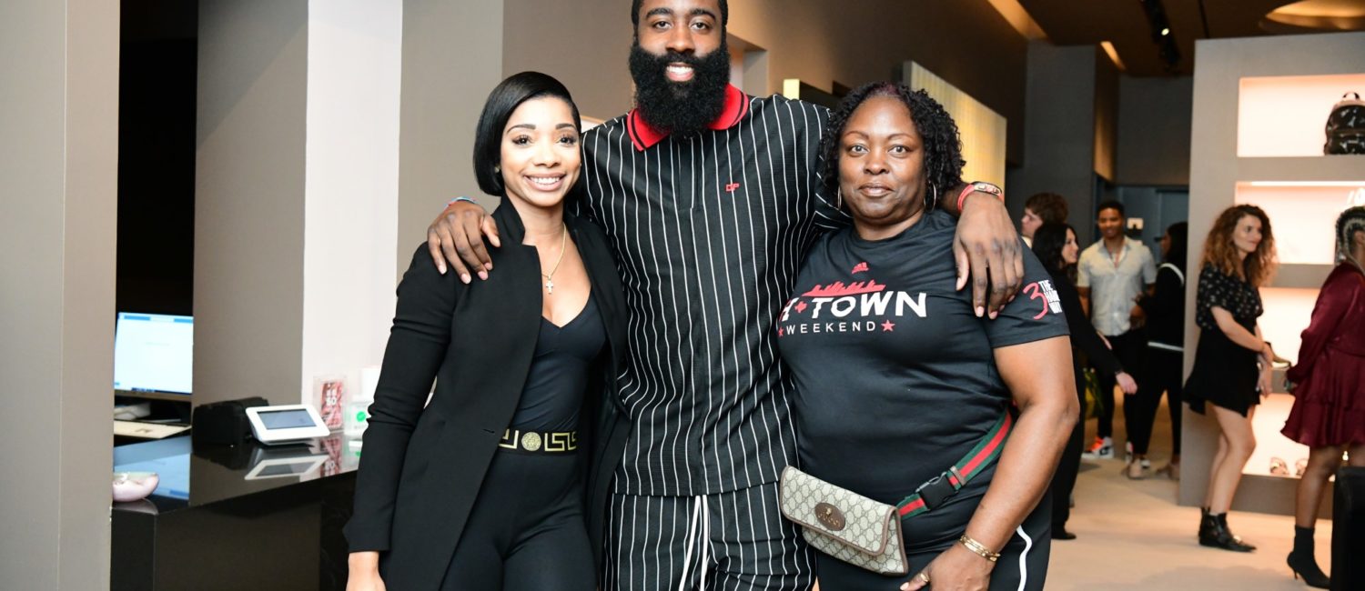Webster Manager Britney Sumpter, James Harden, and his mom Monja Willis