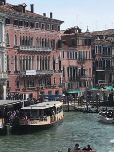 An iconic view from the Grand Canal during the Venice Biennale 2019.