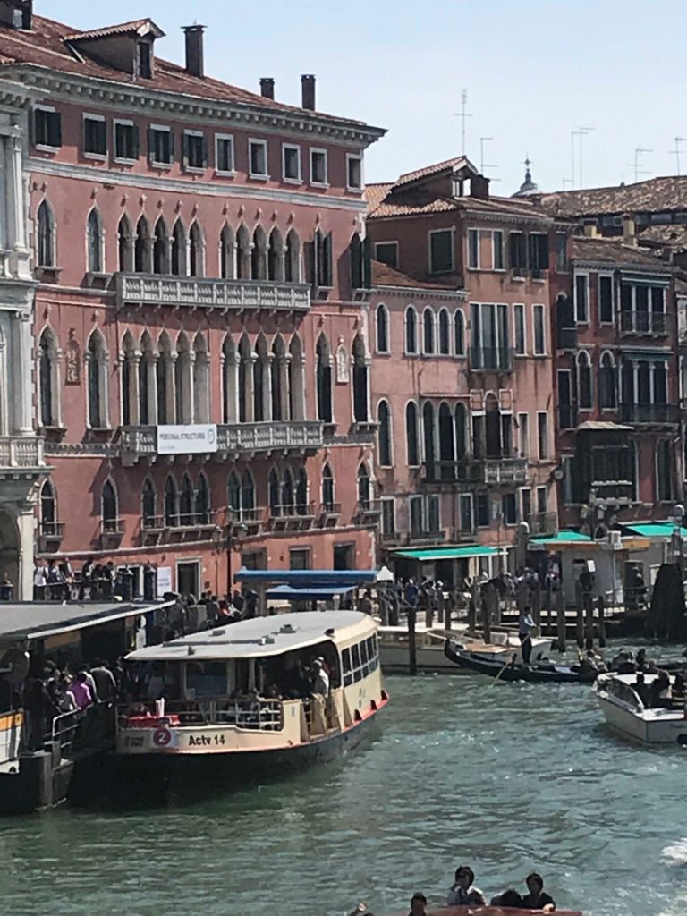 An iconic view from the Grand Canal during the Venice Biennale 2019. 