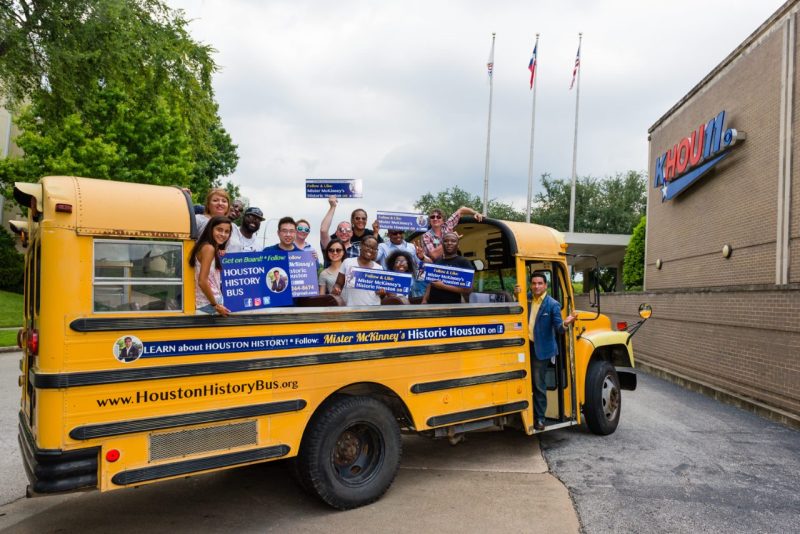 Mister McKinney's in action on the Houston History Bus.