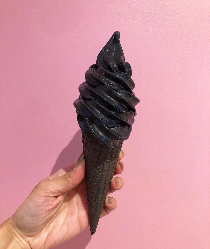 Black waffle cones add flair. 
