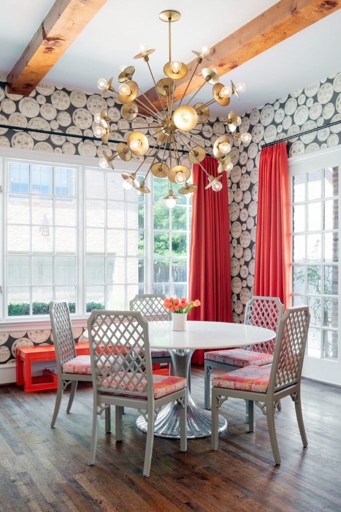 The breakfast room looks over the lush landscaping. 