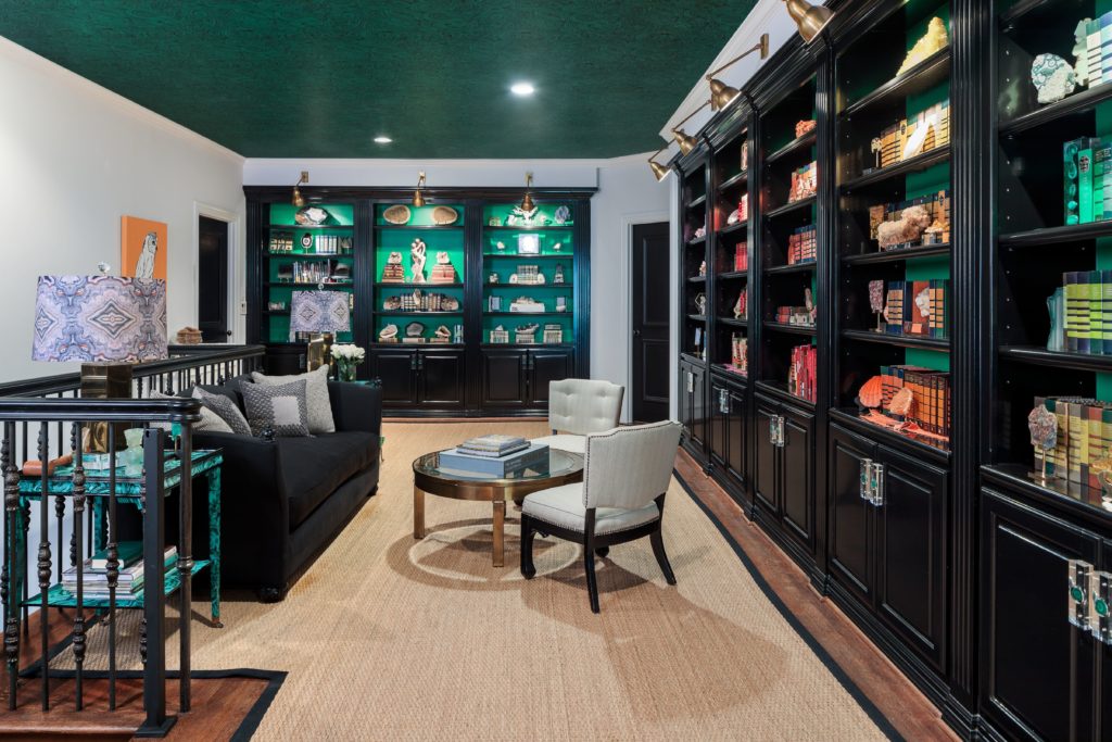 The library is a remarkable shade of emerald. 