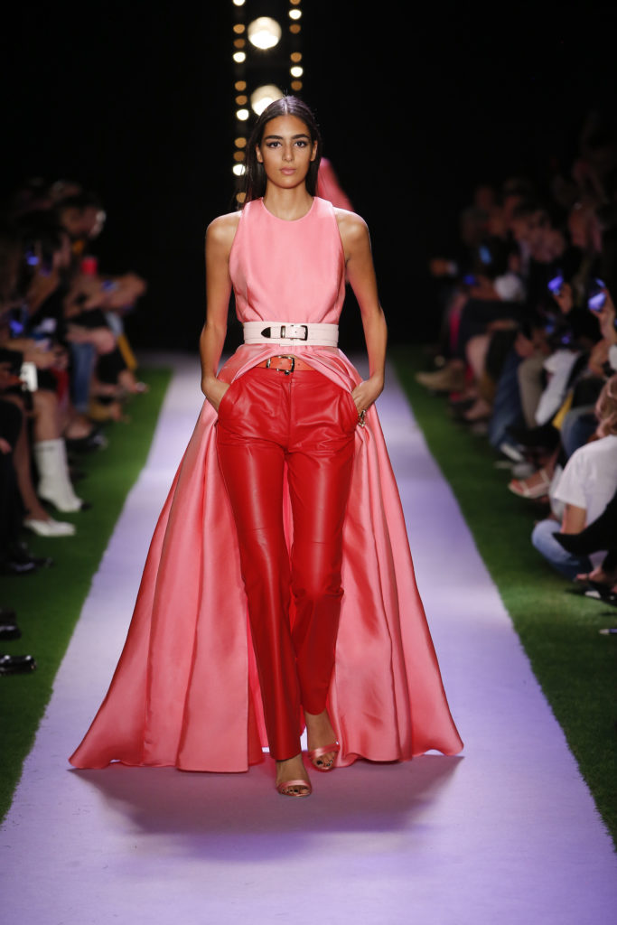 An emerging Brandon Maxwell silhouette: Colorful trousers with contrasting train. (Photo courtesy of Brandon Maxwell)