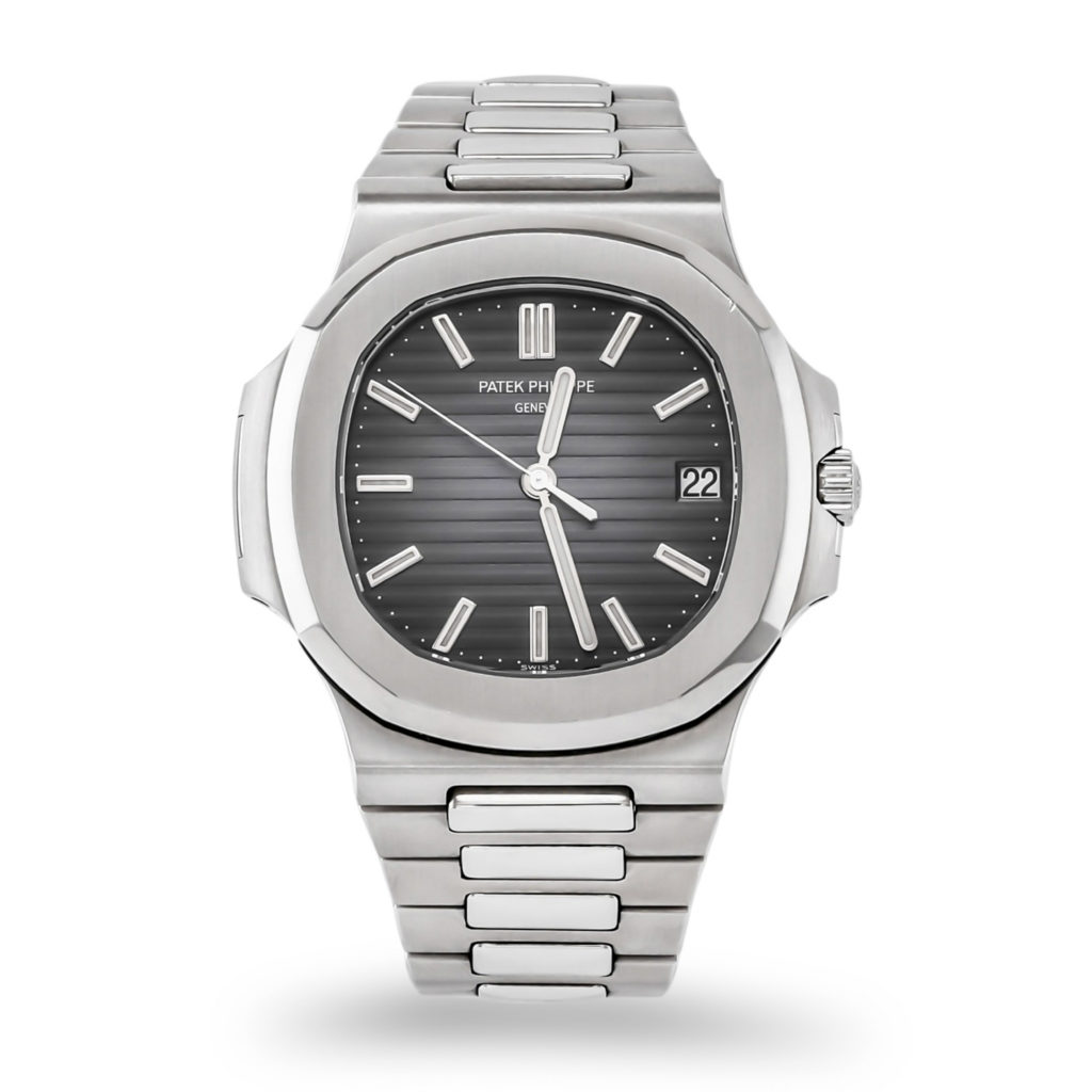 Patek Philippe Stainless Steel Nautilus 5711 with scratch-resistant sapphire and stainless steel case and bezel.