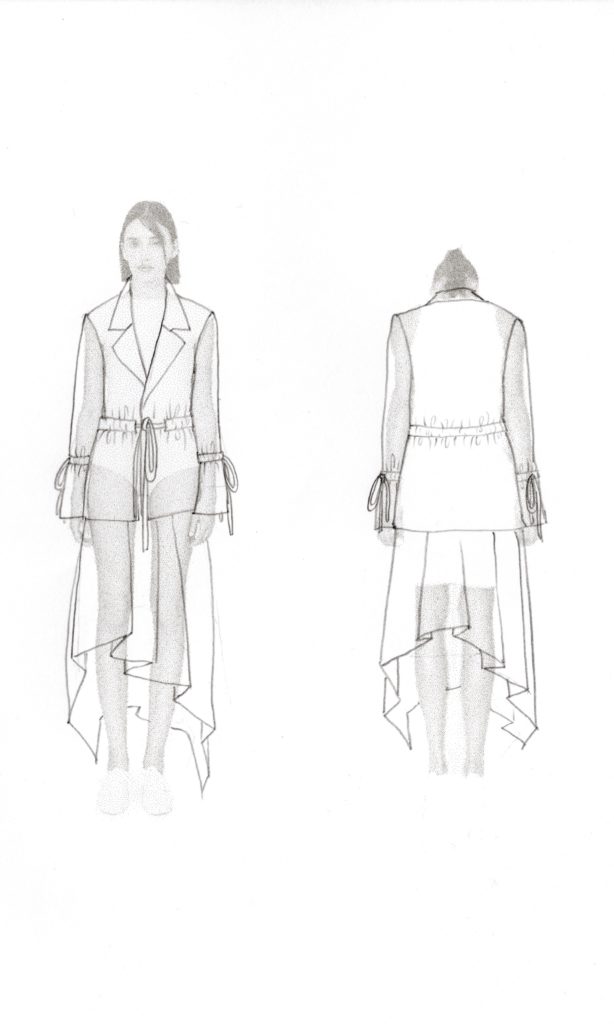 Upholding the principle of minimalism, FENGYI TAN takes her Spring/Summer 2020 inspiration of colors incorporating techniques from calligraphy, paintings and porcelain glazes found in the art from the Song Dynasty. Porcelain veins and the then popular pleated skirt from the Song Dynasty were renewed in her designs with the help of modern knitwear techniques.
