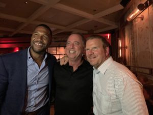 Michael Strahan, Rich Handler, Tilman Fertitta at opening of Catch Steak in NYC