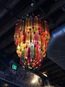 Vintage lighting in Postino WineCafé in Houston’s Montrose