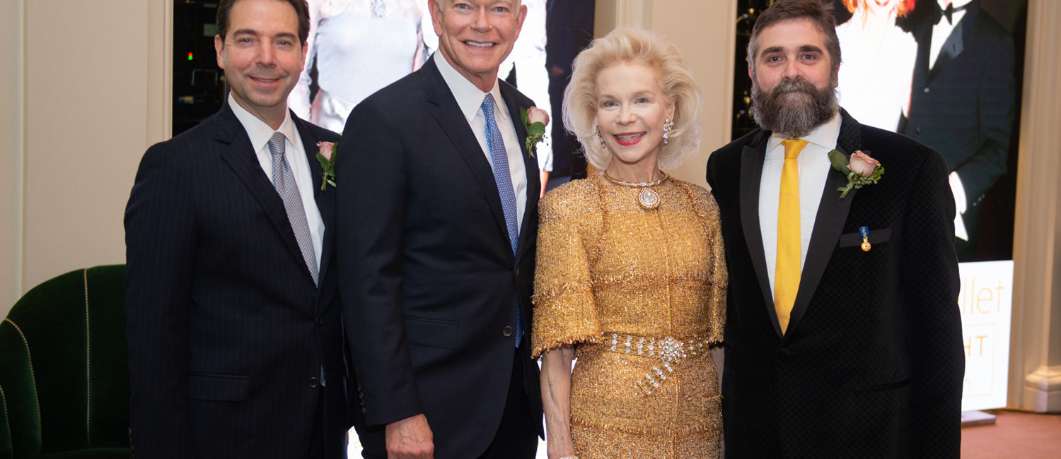 Houston Ballet 50th anniversary Jim Nelson, Jesse (Jay) H. Jones II, Lynn Wyatt, Stanton Welch AM; Photo by Wilson Parish