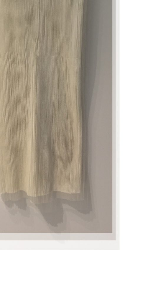 "This season we played with string and straps, inspired by a spy’s mapping of crime on a board and we also explored parachute construction. As spies use parachutes to disappear from the scene, I pictured a very romantic and delicate parachute dress that the spy might wear, where as they walk the dress increases in volume like a parachute. The wrapping and draping techniques throughout the collection represent how delicate and sensitive spies are, and how lonely they feel once they feel safe from the outside world." — Moon Choi

