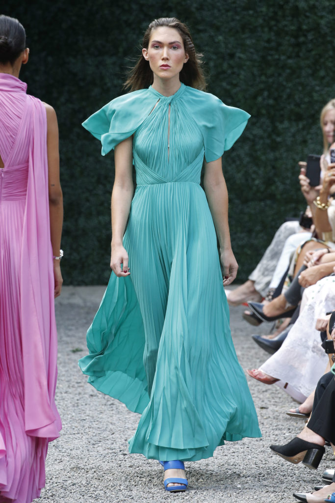 Burnett New York bright emerald pleated georgette dress. (Photo courtesy of Burnett New York)