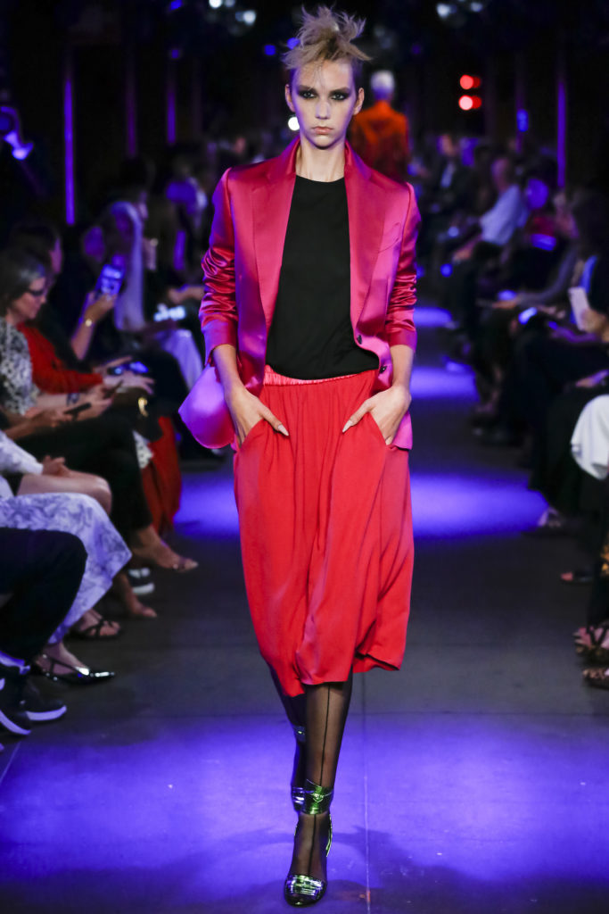 Tom Ford below-the-knee basketball shorts with elastic waist, satin blazer. (Photo courtesy of Tom Ford)
