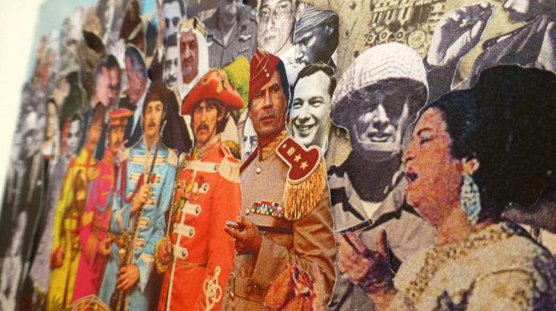 Michael Rakowitz's "The Breakup," 2010, conflates images in a dystopian stew that speaks to an uneasy globalism. (Courtesy the artist)